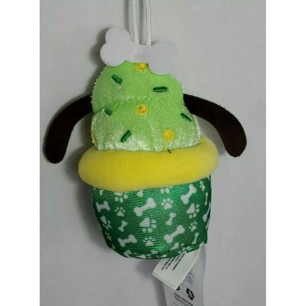 Disney Store Micro Goofy Plush Cupcake Ornament 4.5" green mini stuffed toy